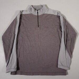 Icebreaker Pullover Mens M Brown Grey Sport 320 Merino Wool‎ 1/4 Zip Thumbholes